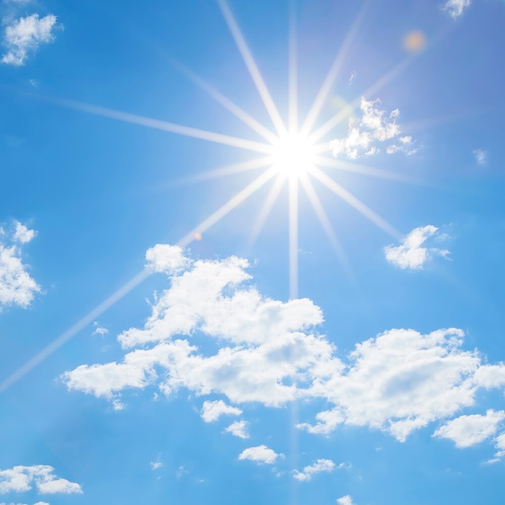 The sun in blue sky.