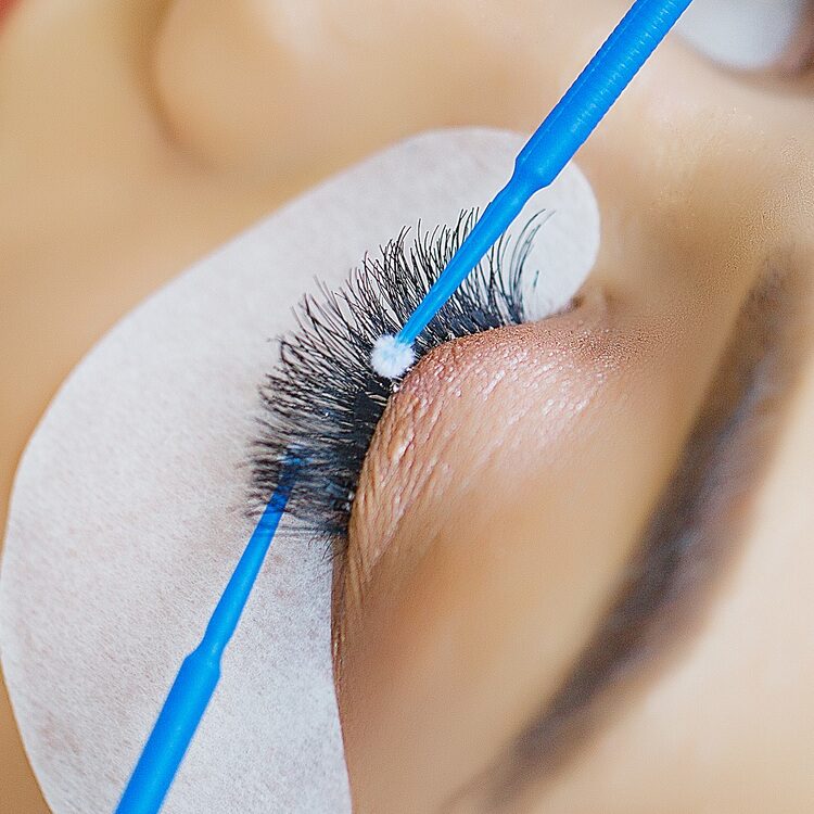 Woman Eye with Long Eyelashes. Eyelash Extension